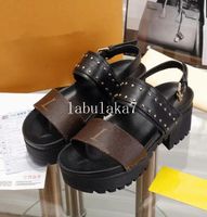 Wholesale New Luxury high Heels Leather sandal Sponge cake with women designer sandals high heels summer Sexy sandals Size with box