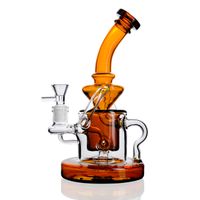 Wholesale 22cm Height Orange Hookahs Glass Bongs Percolater Dab Rigs mm Joint Thick Base Bong Water Pipe