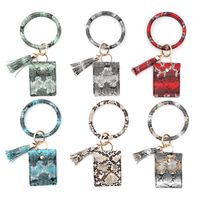 Wholesale Card Bag Bracelet Keychain Wristlet Jewelry Snake PU Leather Tassel Coin Purse Bangle Car Keys Holder Fashion Round Keyring Ring Chain Charm
