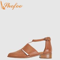 Wholesale Dress Shoes Brown Women Pumps High Chunky Heels Pointed Toe Ankle T strap Buckle Large Szie Ladies Summer Fashion Mature Shofoo