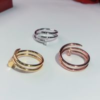 Wholesale 925 Silver Hot Hip hop screw fashion nails Gold Rings Women Punk for Best gift Superior quality jewelry Three Circle Ring