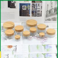 Wholesale 5g g g g G Empty Frosted Glass Jar Pot Refill bottle with Bamboo Lid Skin Care Eye Cream Mask Cosmetic Containers