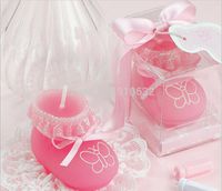 Wholesale Pink Baby Sock Shoe Candle For Wedding Party Baby Shower Birthday Souvenirs Gifts Favor New Hot