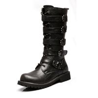 Wholesale Size37 Army Boots Men Military Boots Leather Winter Black cowboy snow Metal Gothic Punk Boots Male Shoes Motorcycle boot