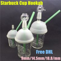 Wholesale Starbucks Cup glass bongs sandblasted glass pipes for smoking oil rigs glasss water bong and nail hookah1pcs