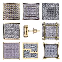 Wholesale 18K Gold Hip Hop CZ Zircon Square Earring Studs cm for Men and Womens Gifts Iced Out Diamond Stud Earrings Punk Rock Rapper Jewelry