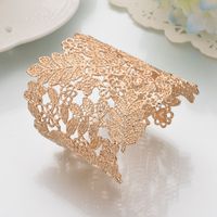 Wholesale Fashion Gold Silver Lace Woman Bracelets hollow out Leaf Flower Bangles For Women Punk Bracelet Gift Wide Bangle Jewelry