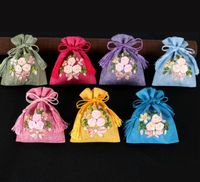 Wholesale Tassel Small Linen Cloth Favor Bags Drawstring Wedding Gift Bags Handmade Ribbon Embroidery Empty Sachet Bags Jewelry Packaging XD23266