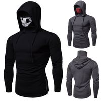 Wholesale 2019 mens designer t shirts Men s winter new single sweater personality game hoodies skull print high collar long sleeve WGWY190