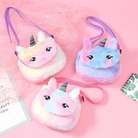 Wholesale 3 Styles Unicorn Plush Messenger Bag Colorful Baby Girl Messengers Crossbody Wallet Cartoon Kids Shoulder Bags Boutique Coin Purse Handbag