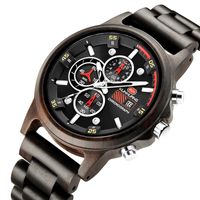 Wholesale Men s Wooden Watch with Stainless Steel Dial Chronograph Luminous Hands