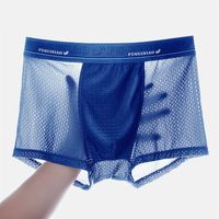 Wholesale 4pcs Men S Underwear Man Boxer Summer Ice Network Mesh Breathable Sexy Youth Boxer Bamboo Ventilate Shorts Four shorts Cosy