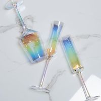 Wholesale Dream Rainbow Champagne Cup Wine Glass Crystal Goblet Home Kitchen Bar Drinking Colors Mix Fashion sk F1