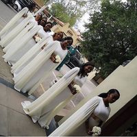 Wholesale White Bridesmaid Dresses African Crew Neck With Cape Full Length Plus Size Maid Of Honor Evening Gowns