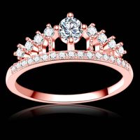 Wholesale clear full A ZIRCON stone princess queen krgp stamp Rose gold filled Crown ring wedding women ring