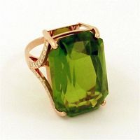 Wholesale Elegant Green Rhinestone Rings for Women18k Rose Gold Plated Imitation Emerald Diamond Gemstone Jewelry Bridal Wedding Party Ring
