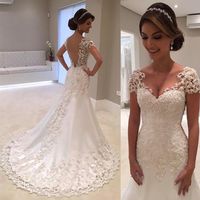 Wholesale Vintage Lace Mermaid Wedding Dresses Robe De Mariee Backless Bridal Gowns Handmade Trouwjurk Wedding Gown Online China