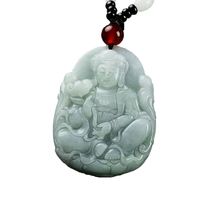 Wholesale Fine Jewelry c1lint Jadeite Certified Grade A Jade Guan Yin Goddess of Mercy Adjustable Pendant Necklace