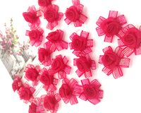 Wholesale 100pcs Handmade Rose Red Yarn Flowers Wedding Party Table Confetti Decoration Hair Pins DIY Supplies Bridal Wrist Flower Brooch Accessories