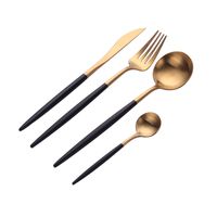 Wholesale 4 set White Gold European Knife Dinnerware Stainless Steel Western Cutlery Set Kitchen Food Tableware Dinner