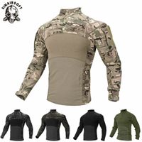 Wholesale Mens Camouflage Tactical T Shirt Zip Pocket Long Sleeve Cotton Breathable G3 Combat Frog shirt Men Training Shirts T Shirt
