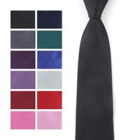 Wholesale Mens Solid Polyester Textile Neckties Pure Color Neck Ties men s ties Back tie green Pink ties
