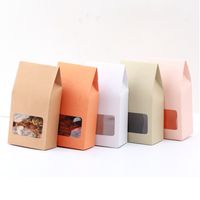 Wholesale 50pc kraft paper gift box Bags Paper brown stand up Bags window for wedding Gift Jewelry Food Candy Packing Bags x15 x5cm