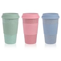 Wholesale Silica Gel Coffee Cup Wheat Straw Fiber Mug With Lid Plastic Car Tumblers Portable Car Silicone Coffee Cups Water Bottle Plastic Fiber Cup