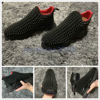 Wholesale Fashion Red Bottom Men Women Casual Spikes Rivets Rhinestone Shoes Ladies Party Walking Shoes Sneakers Chaussures De Sport Slip on