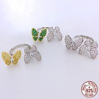 Wholesale 100 S925 sterling silver ring double butterfly lapis lazuli ring female rose gold goddess temperament hand jewelry gift hot