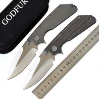 Wholesale GODFUR SMF Fired Titanium alloy Folding Knife D2 Blade KVT Ball Bearing Washer Outdoor Camping Hunting Survival Tactical Pocket Fruit Knive