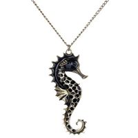 Wholesale Necklaces Pendants Black Bronze Tone Metal Sea Horse Dangle Pendant Necklace Jewellery Gift Chain Pendant necklace