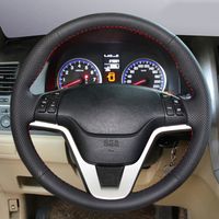 Car Accessories Leather Hand Stitched Car Steering Wheel Cover For Honda Crv Cr V 2007 2008 2009 2010 2011