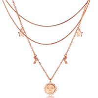 Wholesale Rose Gold Danity Celestial Sun Moon and Star Necklace in Stainless Steel Friendship Necklace Mom Gift Necklace