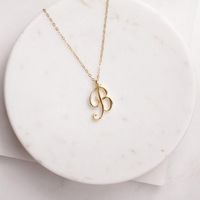 Wholesale Silver Small Swirl Initial Alphabet Capital Letter Necklace All English A T Cursive Luxury Monogram Name Word Text Character Pendant Chain Necklaces for Women