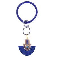 Wholesale fashion ins designer cute lovely fish tassel charm diamond rubber key ring bangle bracelet for woman