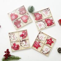 12pcs 2019 Christmas Tree Ornaments Hanging Xmas Tree Home Party Decor 3d Pendants Diy Craft Wooden Pendant Decoration