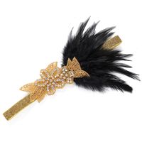 Wholesale Feather Flapper Headband s Style Beaded Silver Rhinestone Deco Elastic Hair Band Halloween Christmas Hair Accessories with Silver Tass