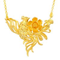 Wholesale Wedding Bridal Pendant Necklace Chain Luxury Dubai K Yellow Gold Filled Phoenix Shaped Womens Chinese Style Gift