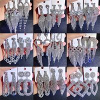 Wholesale Mix tassel Earrings Bling bling shine full crystal rhinestone claw chain diamond exaggerated earrings boutique wholesales Jewelry DHL
