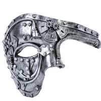 Halloween Steam Punk Costume Mask with Gears and Eyepiece Vintage Plastic Unisex