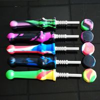 Wholesale Silicone Nector Collector Smoking Pipes NC Kit mm Joint with GR2 Titanium Nails Nectar Collectors Bong Caps Oil Rigs Concentrate straw Pipe Tip Dab