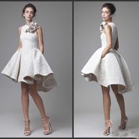 Wholesale 2019 White Lace Short Cocktail Dresses Juniors Evening Wear Elegant Cheap Hi Low Party Prom Dresses