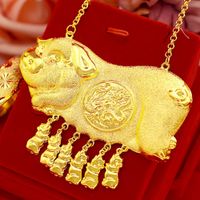 Wholesale Traditional Wedding Pendant Necklace k Yellow Gold Filled Lovely Pig Design Bridal Womens Jewelry High Polished