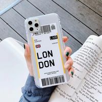 Wholesale Air Ticket Phone Case For iPhone Pro Max xr Country London Paris Tokyo New York Houston Chicago Creative Transparent Soft TPU Cover