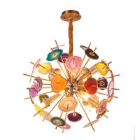 Wholesale Modern Multi color Agate Stone Chandelier Pendant Light Home Living Room Dining Room Mid Century Ceiling Lamp Fixture PA0514