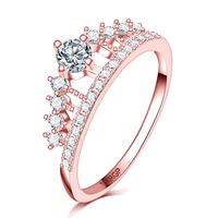 Wholesale full Clear diamond zircon stone Princess Queen k stamp rose gold filled Crown Ring wedding women girls anillo