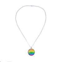 Wholesale Men Women Gay Pride Choker Necklace Rainbow Flag Lesbian LGBT Love Is Love Pride Glass Pendants Necklaces Unique Jewelry