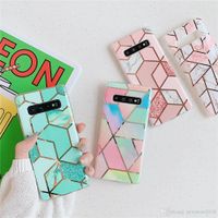 Wholesale UK Plating Geometric Marble Phone Cases For Samsung Galaxy S10 S9 S8 Plus S10E Note Plus Case Silicone Soft TPU Shell Back Cover