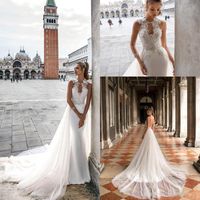Wholesale Julie Vino Mermaid Lace Wedding Dresses Sexy Backless Satin Wedding Bridal Gowns with Detachable Train Custom Made